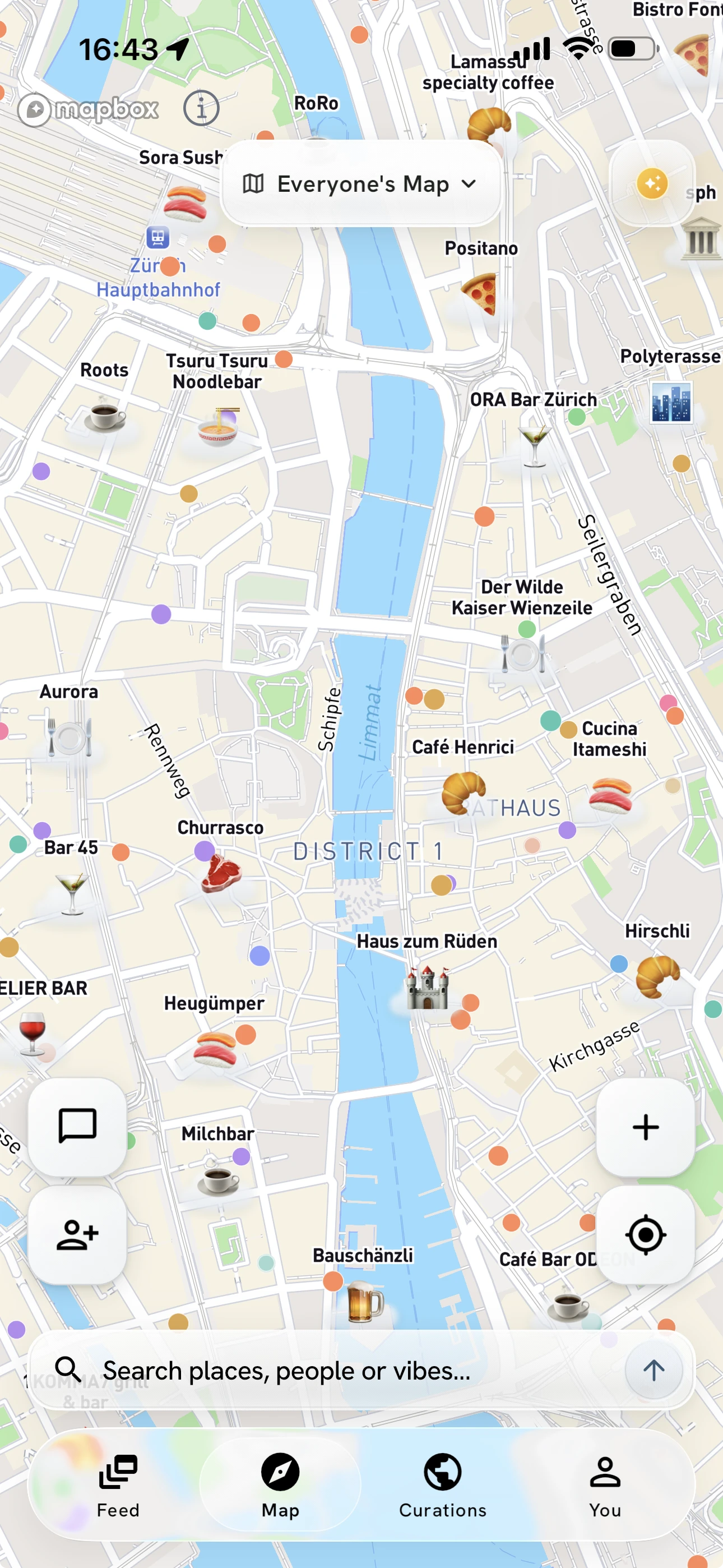 YouKnow app screenshot showing start with the living map.